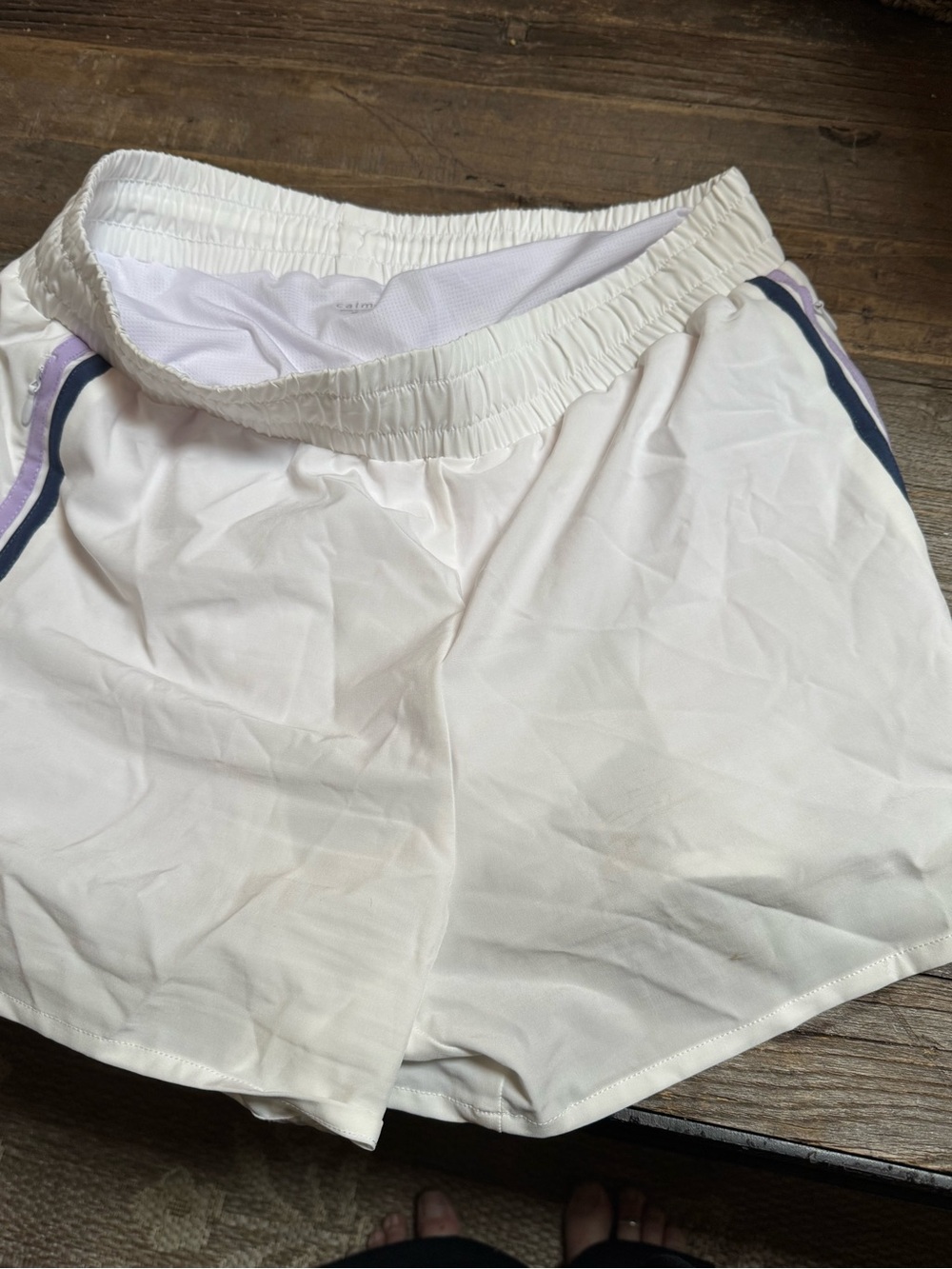 Women’s White Athletic Shorts with Contrast Stripe